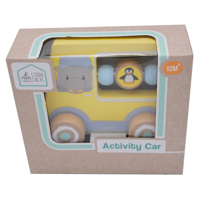 Wooden Activity Car Yellow