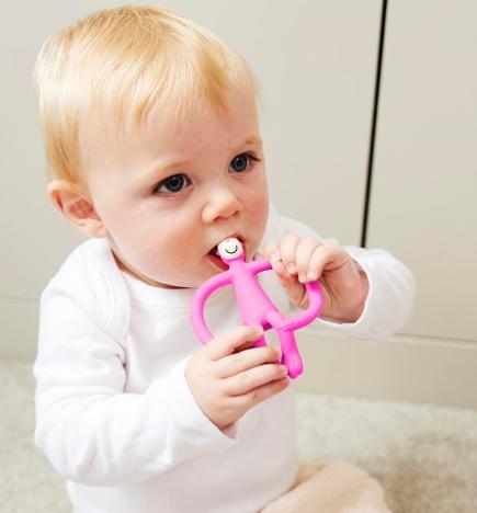 Matchstick Monkey Teether in PINK