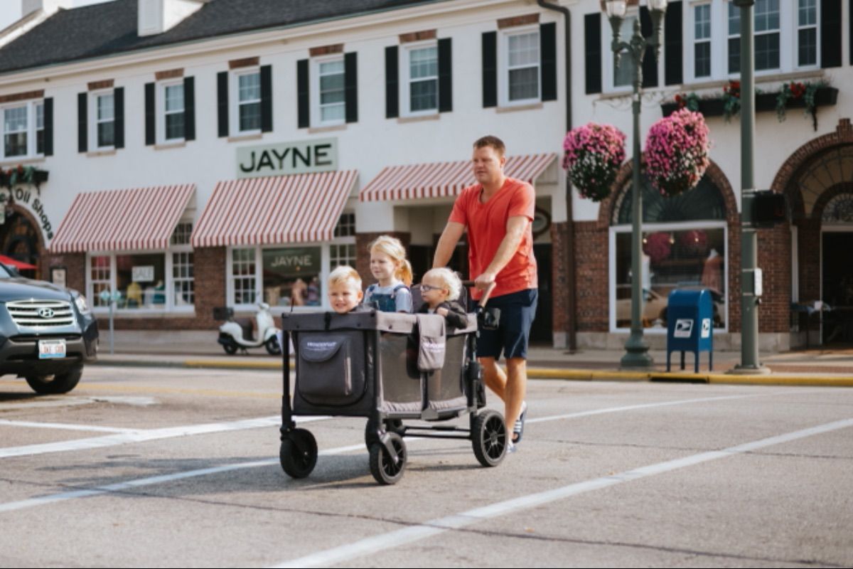 Wonderfold W4 LUXE PRO Charcoal Grey Quad Stroller Wagon