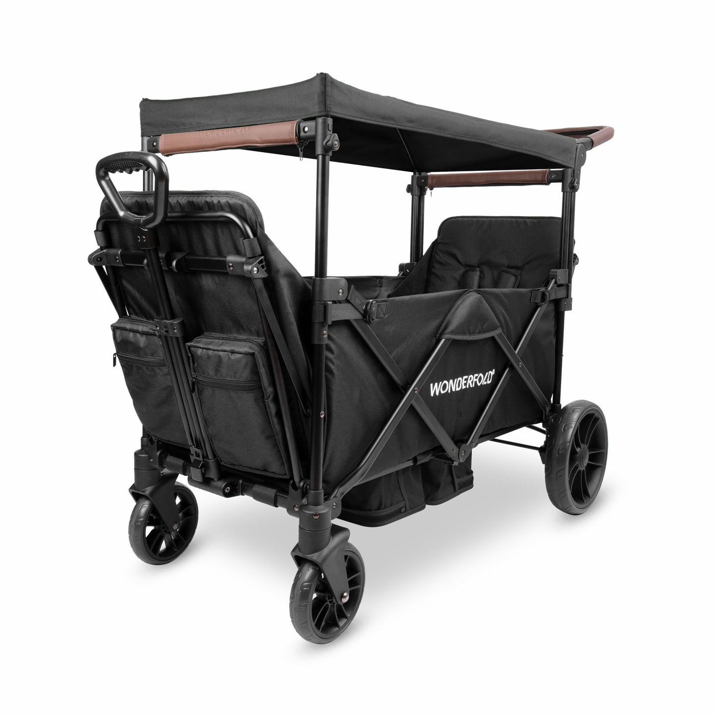 Wonderfold X2R Push & Pull Quad Stroller Wagon Stealth Black