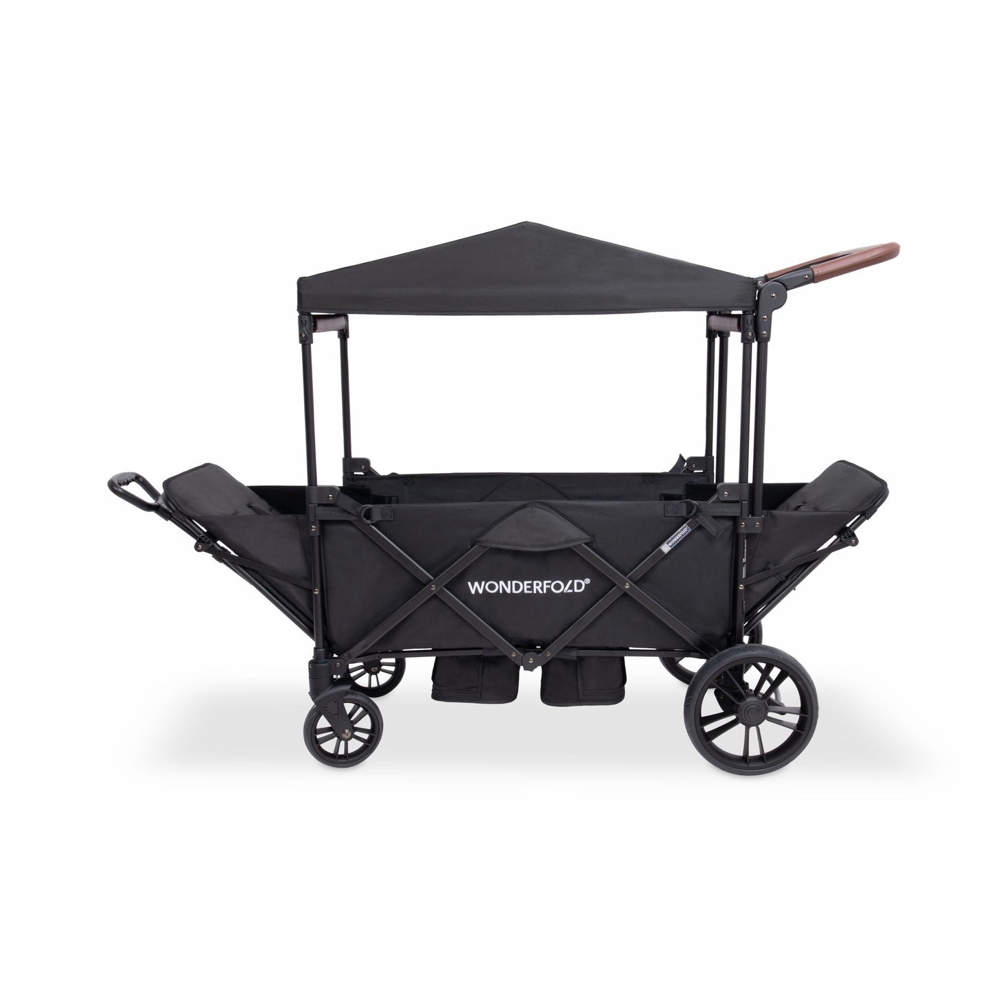 Wonderfold X2R Push & Pull Quad Stroller Wagon Stealth Black