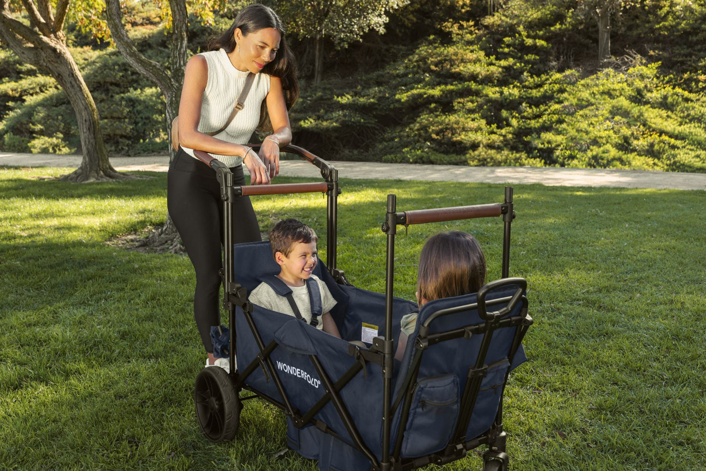 Wonderfold X2R Push & Pull Quad Stroller Wagon Sapphire Navy