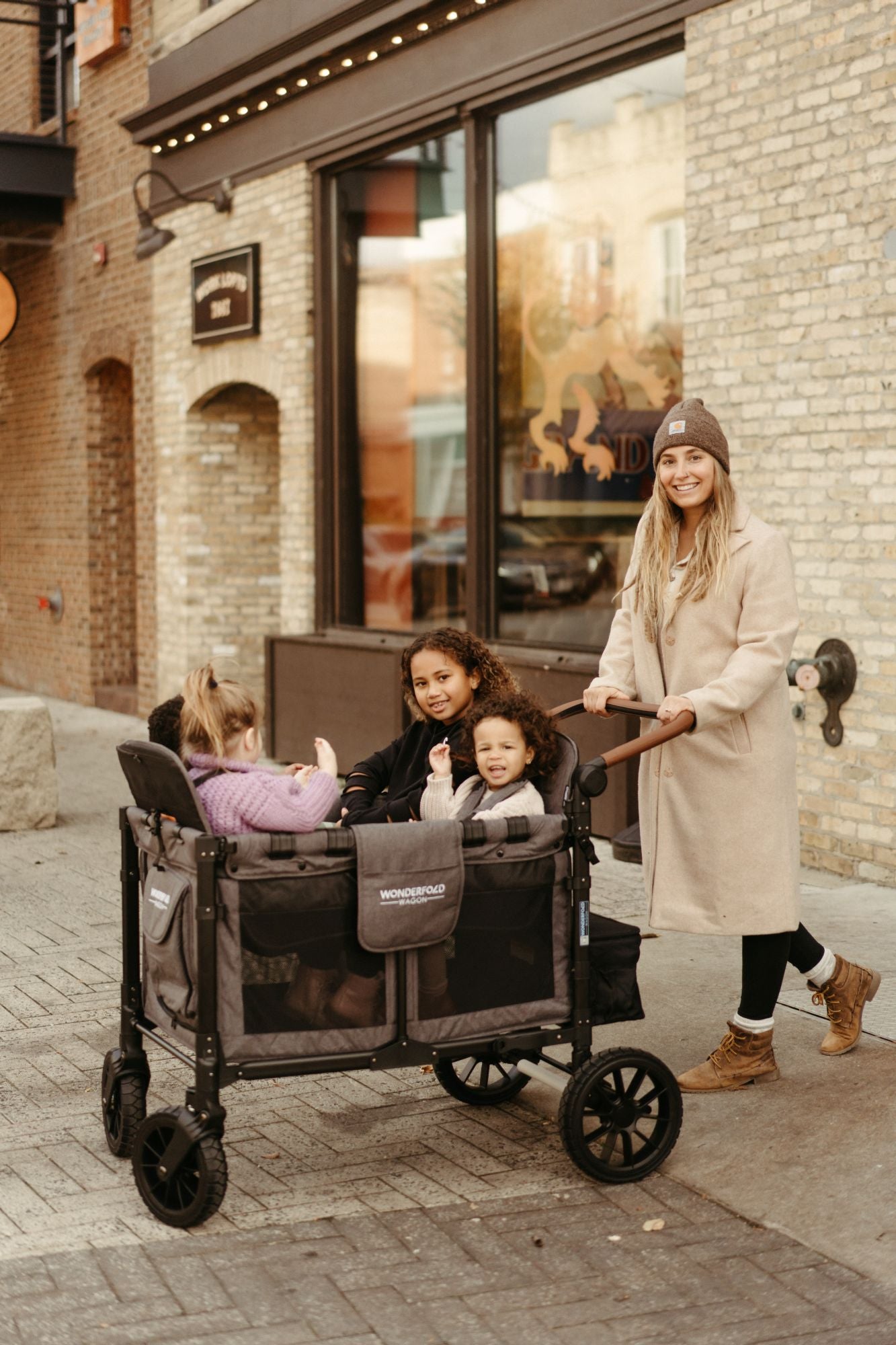 Wonderfold W4 LUXE PRO Charcoal Grey Quad Stroller Wagon