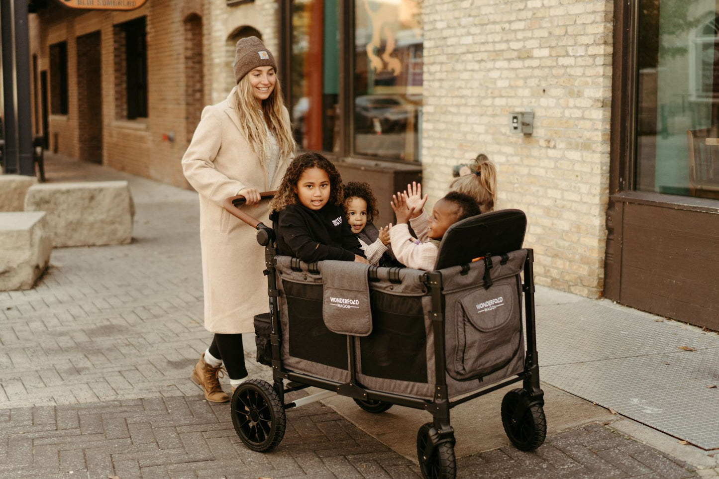 Wonderfold W4 LUXE PRO Charcoal Grey Quad Stroller Wagon