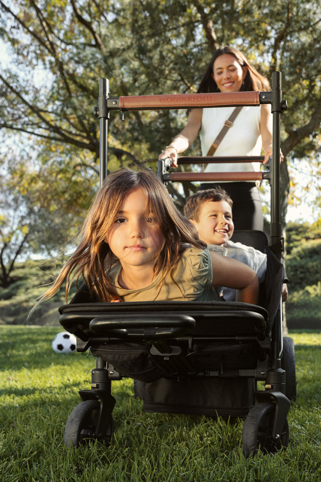 Wonderfold X2R Push & Pull Quad Stroller Wagon Stealth Black