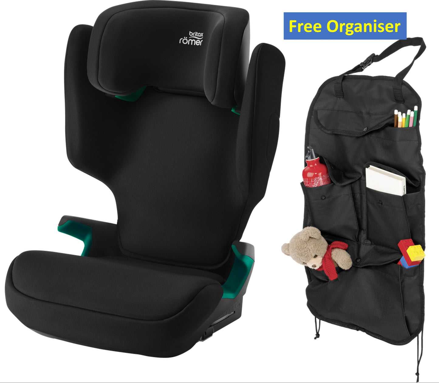 Britax Discovery Plus 2 Group 2/3 High Back Booster Car Seat Space Black - FREE Organiser