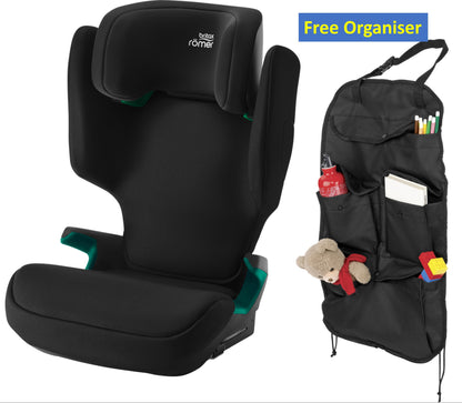Britax Discovery Plus 2 Group 2/3 High Back Booster Car Seat Space Black - FREE Organiser
