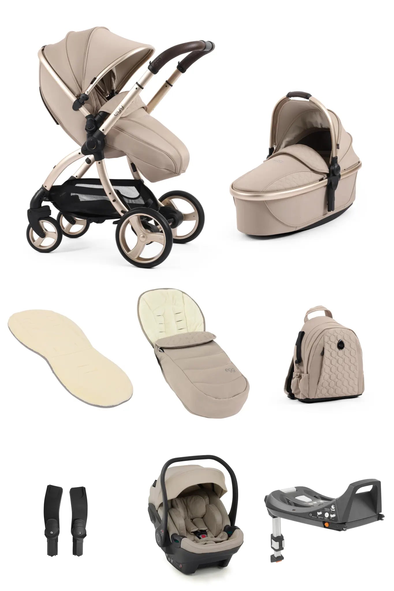 Egg 3 Travel System Feather - Luxury British Designer Pram with Premium Fabrics