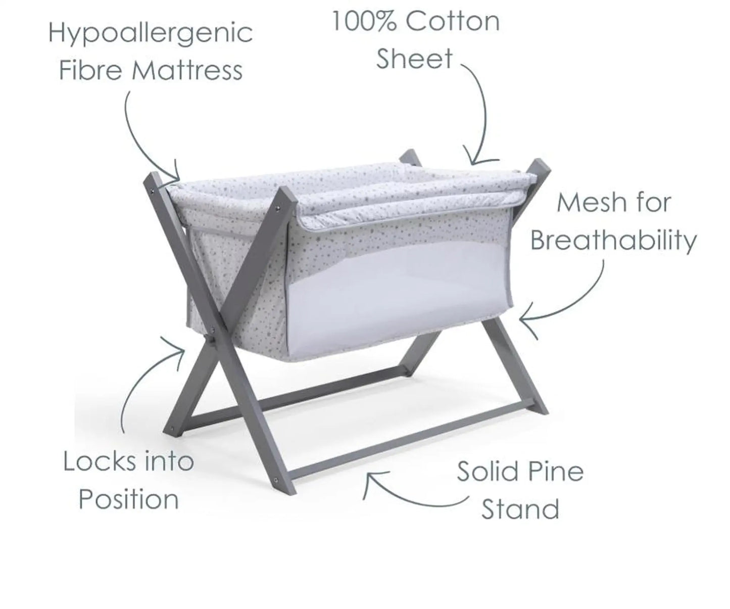 Clair De Lune Breathable Folding Crib