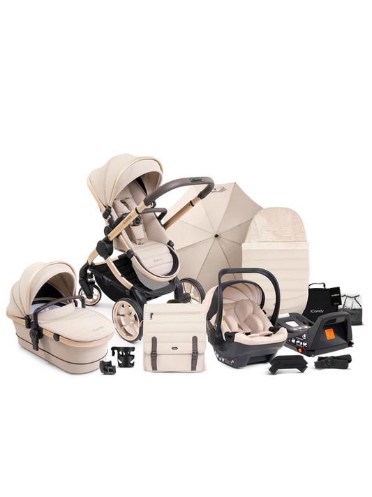 Peach 7 Biscotti Editions Pushchair and Carrycot - Complete Car Seat Bundle