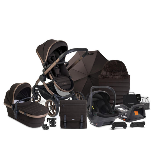 Peach 7 Pecan Eitions Pushchair and Carrycot - Complete Car Seat Bundle