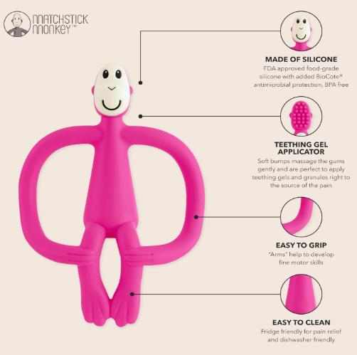 Matchstick Monkey Teether in PINK